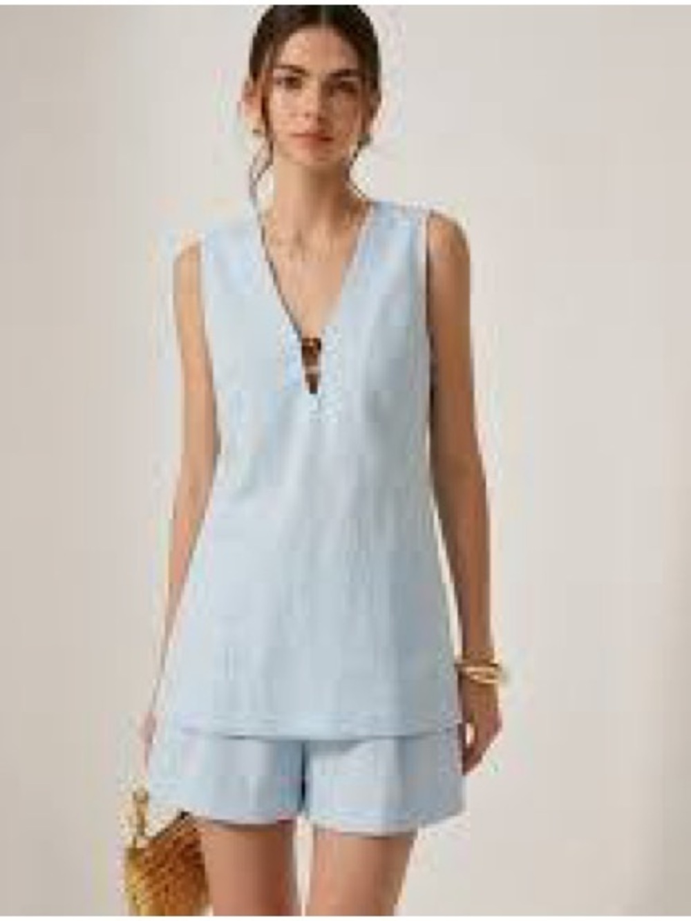 Commense Light Blue V-Neck Sleeveless Tank